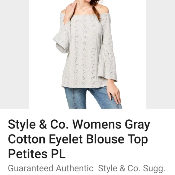 Sale NWT Style & co Eyelet BELL angel sleeve top - Picture 5 of 10